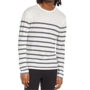 NWT Vince Linen Striped Crewneck